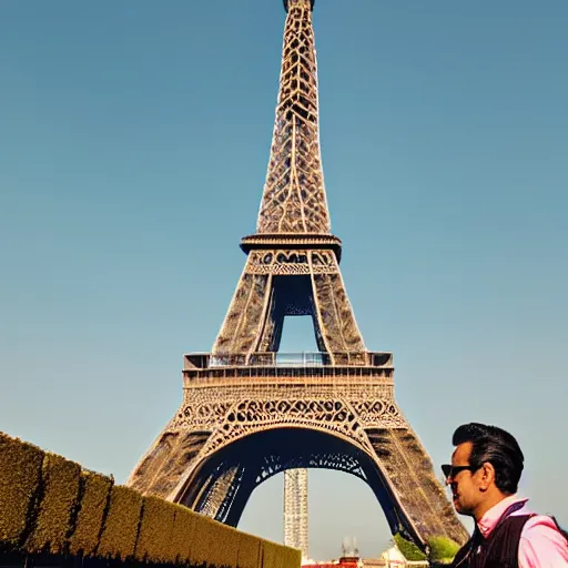 Image similar to photo of Salman Khan in Paris, nikon, bokeh, eiffel tower,