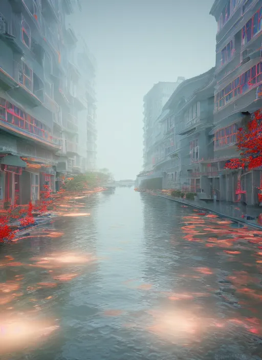 Prompt: subsurface scattering, white, future suzhou city ， vibrant colors, octane render, fenghua zhong, volume light, highly detailed, rim light, art, cinematic lighting, very coherent, hyper realism, 8 k