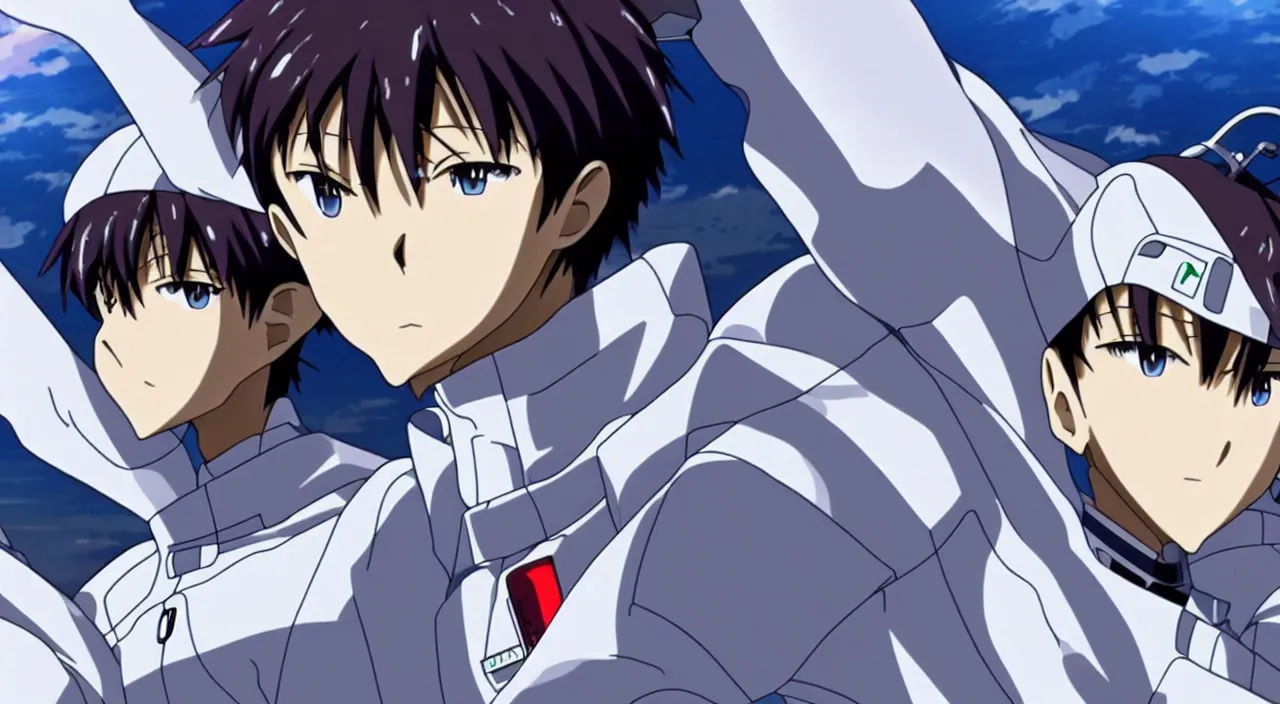 Image similar to shinji ikari pilots tesla model s, evangelion anime, full hd, hd anime, hd anime wallaper