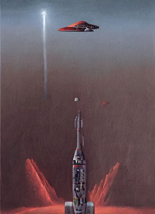 Image similar to A painting in a style of Beksinski featuring Elon Musk, rockets, mars and technology. Very detailed