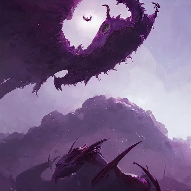 Prompt: a one eyed one horned flying purple people eater, digital art by greg rutkowski