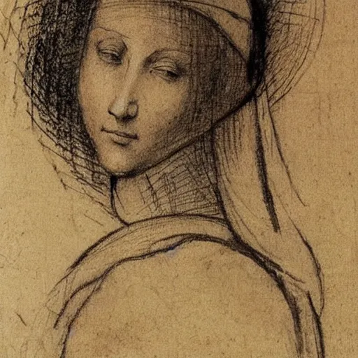 Image similar to sketch of a woman face by leonardo da vinci