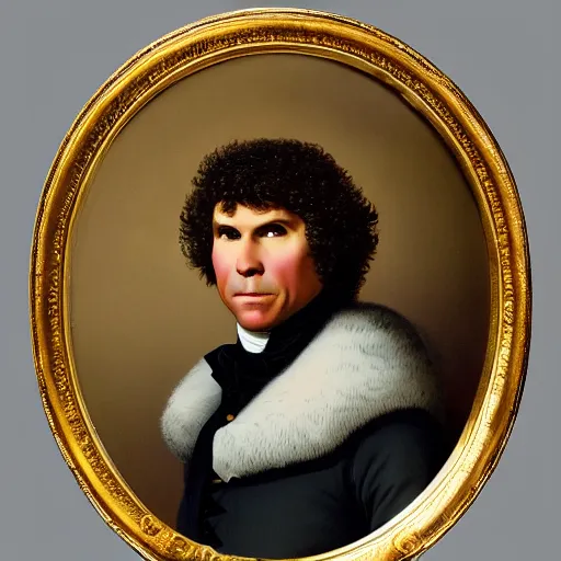 Prompt: A rococo portrait of Will Ferrell in a shining suit of armor, Jacques-Louis David, Réunion des Musées Nationaux, Louvre Catalogue photography