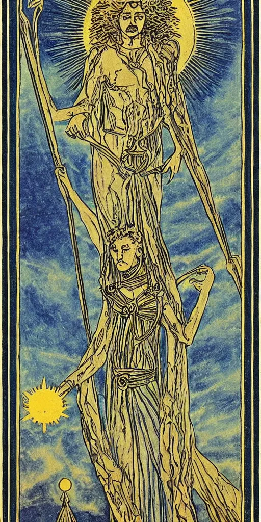 Prompt: the sun tarot card by austin osman spare