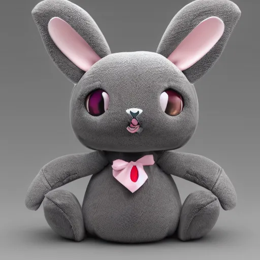 Prompt: cute fumo plush bunny girl, floppy ears, gothic maiden, alert, furry anime, smiling widely, vray