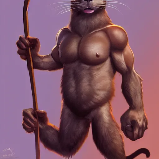 Image similar to a large buff anthropomorphic rat with muscular arms, furry art, anthropomorphic rat, digital painting, artstation, character pin - up, 4 k