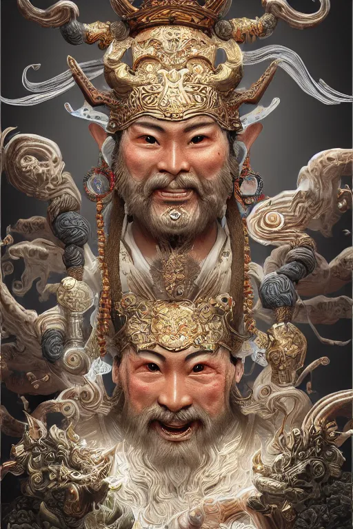 Prompt: digital painting of god of fortune china, fantasy, highly detailed, realistic, intricate port, 4 k, hyper detailed. octane render. concept art. trending on artstation, ue 5,