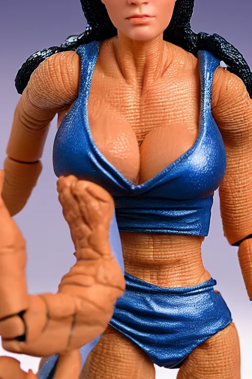 Image similar to 8 k high definition, 1 9 8 beautiful bikini kenner style action figure, full body, highly detailed, science fiction, photorealistic