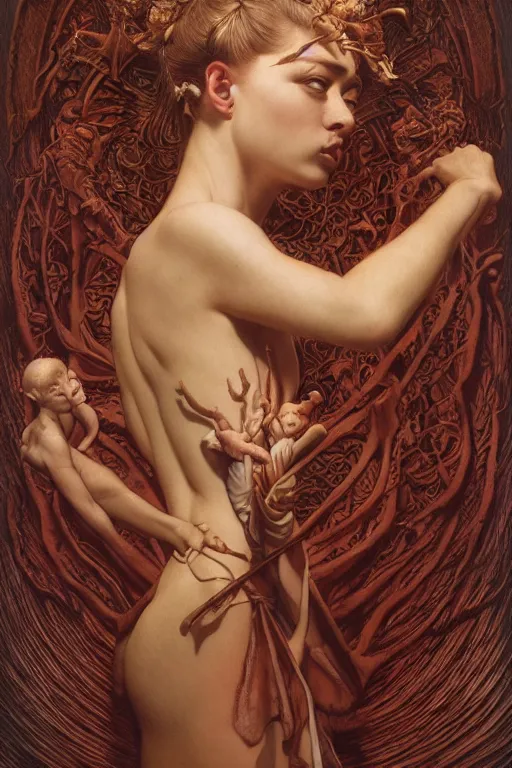 Image similar to a thiefling holding her imp frantisek kupka, intricate, miles johnston, kuroda seiki, cynical realism, ozabu, john william godward, painterly, yoshitaka amano, moebius, miles johnston, louise zhang, james jean, mark ryden