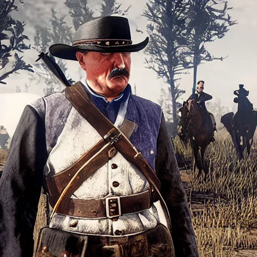 Prompt: Adolf Hitler in red dead redemption 2