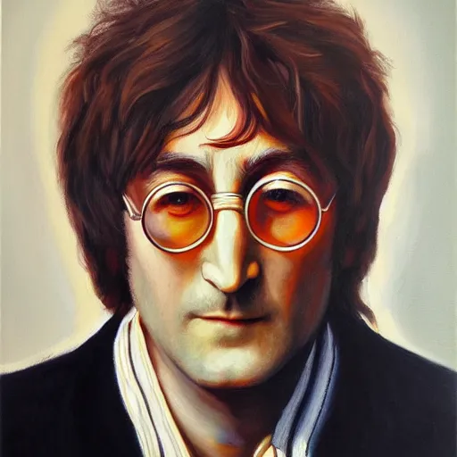 Image similar to A portrait of John Lennon, oil painting, majestic, detailed, high resolution