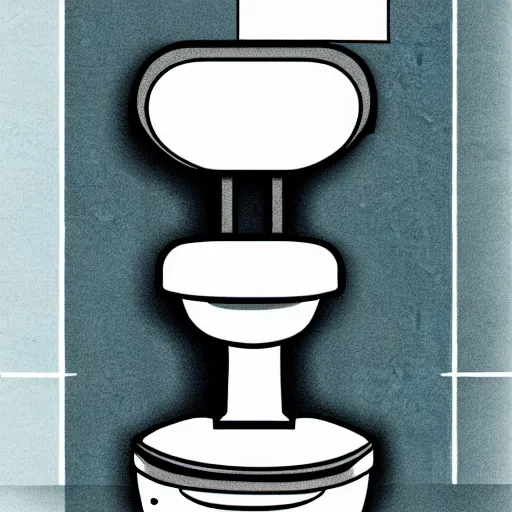 Prompt: a toilet sitting on a man in the bathroom, digital art