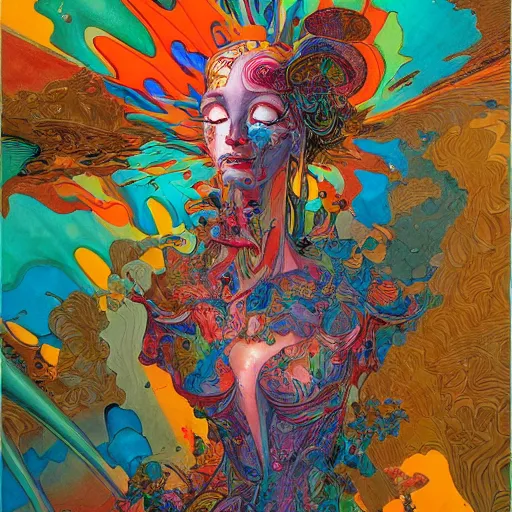 Prompt: art by james jean, moebius, lisa frank, alex grey, justin gerard, john berkey, beksinski, antoni gaudi