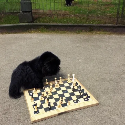 Prompt: shi tzu playing chess