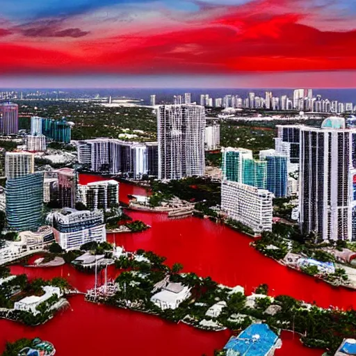 Prompt: the city of miami drenched in blood