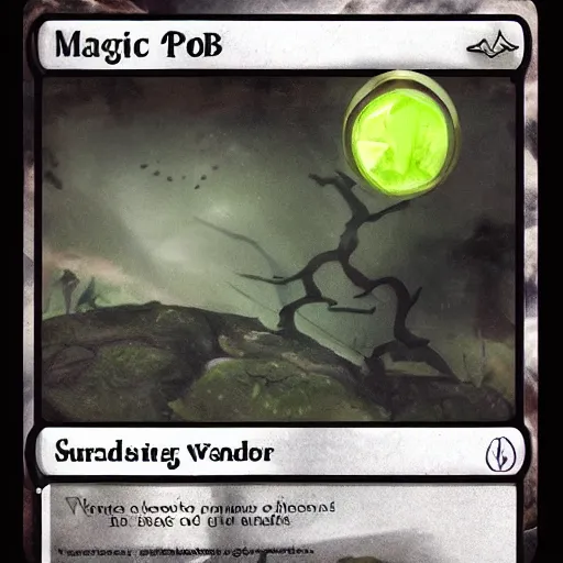 Image similar to a magic card of a pebble