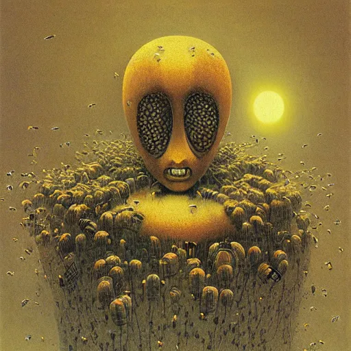 Prompt: bee honey by zdzisław beksiński