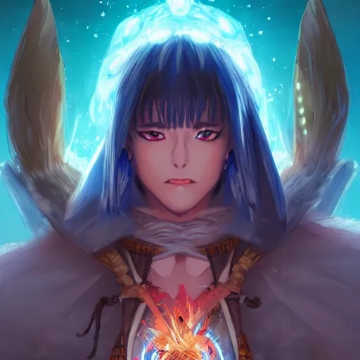 Image similar to anime portrait of a mage as a shaman yedi using dark force to eliminate trump as an anime antagonist by Stanley Artgerm Lau, WLOP, Rossdraws, James Jean, Andrei Riabovitchev, Marc Simonetti, and Sakimichan, trending on artstation