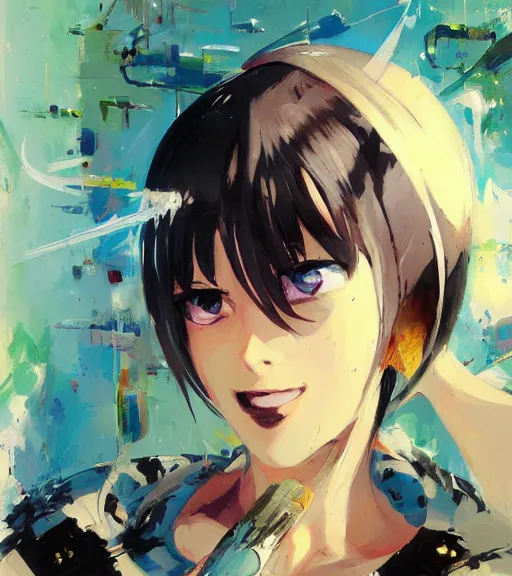 Image similar to john berkey painting of an anime woman