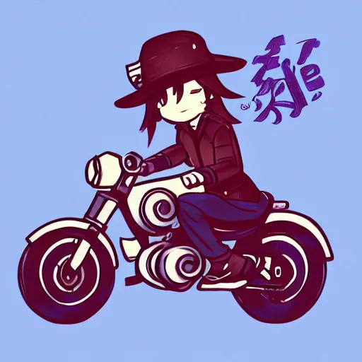 Image similar to niko oneshot riding motorcycle, digital art #OneshotGame