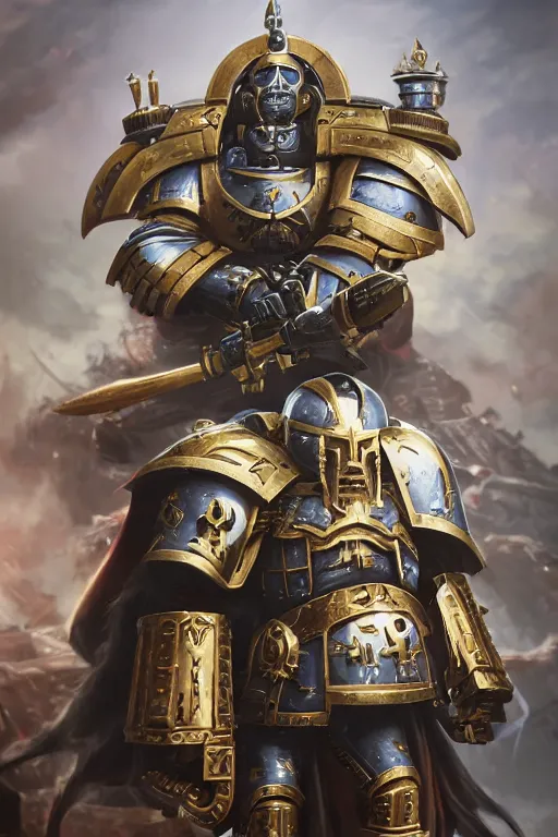 Image similar to armor portrait heros warhammer 4 0 k horus heresy fanart - the primarchs emperor by johannes helgeson animated with vfx concept artist & illustrator global illumination ray tracing hdr fanart arstation zbrush central hardmesh 8 k octane renderer comics stylized