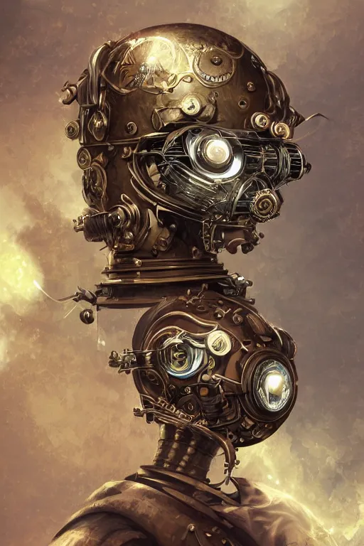 Image similar to steampunk helmet fantasy art mask robot ninja stylized digital illustration sharp focus, elegant intricate digital painting artstation concept art global illumination ray tracing advanced technology chaykin howard and campionpascale and cooke darwyn and davis jack