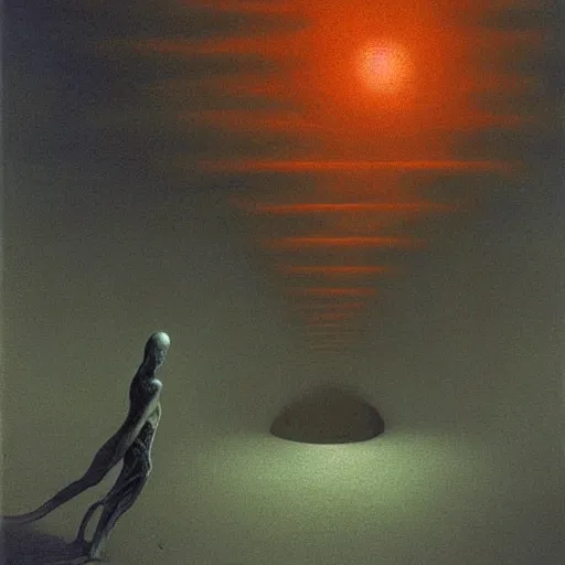 Prompt: alien creautes coming from the Hell by zdzisław beksiński
