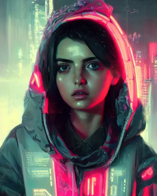 Image similar to detailed ana de armas portrait Neon Operator Girl, cyberpunk futuristic neon, reflective puffy coat, decorated with traditional Japanese ornaments by Ismail inceoglu dragan bibin hans thoma greg rutkowski Alexandros Pyromallis Nekro Rene Maritte Illustrated, Perfect face, fine details, realistic shaded, fine-face, pretty face