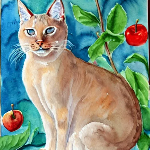 Image similar to watercolor painting of an apple head lynx point siamese cat