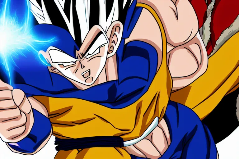 Image similar to vegeta doing a kamehameha, hd, high detailed