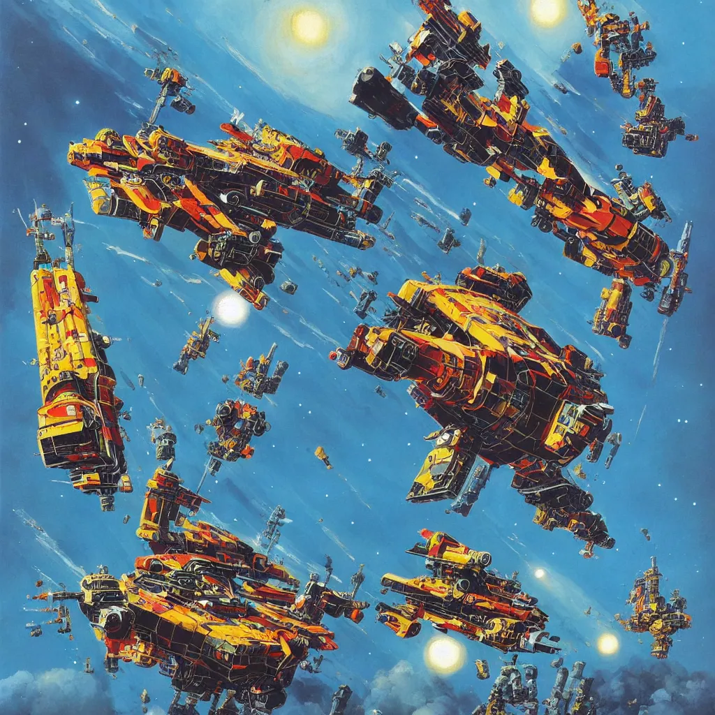 Prompt: art by chris foss full color