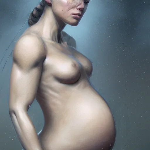 Image similar to pregnant female cyborg, cozy atmospheric and cinematic lighting, 8 k, highly detailed, realistic, refined, bautiful, fine art photography, hyper realistic, in the style of greg rutkowski, by artgerm, by gustave dore, by marco turini, photorealistic, elegant, sharp focus, majestic, award winning picture, intricate, artstation,