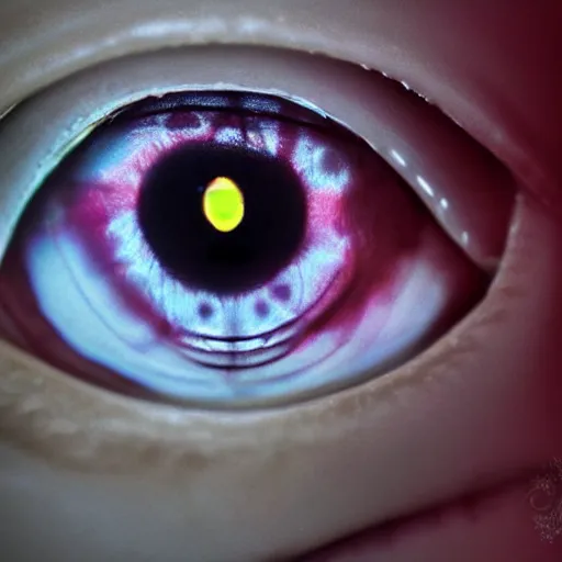 Image similar to Translucent multicolored eyes, reflections, wall of eyes, hd photograph