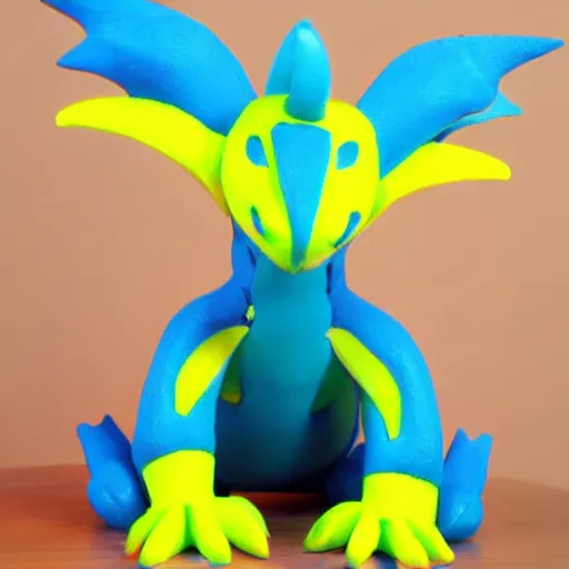 Image similar to neon blue and yellow super cool dragon