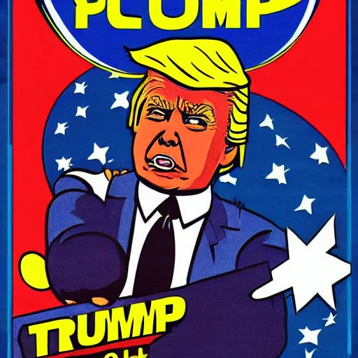 Prompt: donald trump as rocket pilot, pulp art, full color, space art,