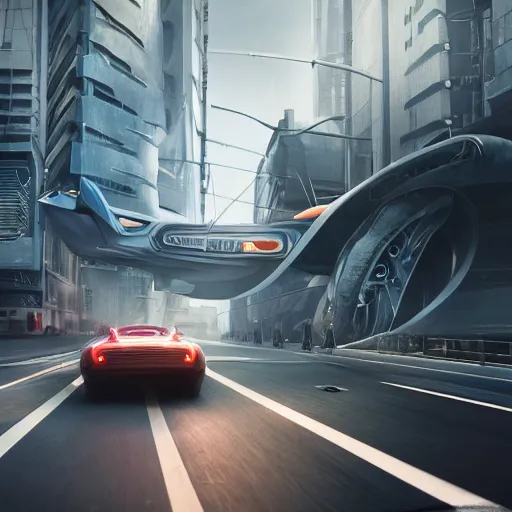 Prompt: A cinematic shot of a Richard Hammond from Top Gear driving faster than a futuristic super jet through a futuristic Tokyo street, cinematic. 3d with depth of field, blurred background. female. nautilus. A highly detailed epic cinematic concept art CG render. made in Blender and Photoshop, octane render, excellent composition, cinematic dystopian brutalist atmosphere. dynamic lighting. dramatic lighting. cinematic lighting. aesthetic. stylized. very inspirational. detailed. hq. realistic. warm light. vibrant color scheme. highly detailed. muted colors. Moody. Filmic.