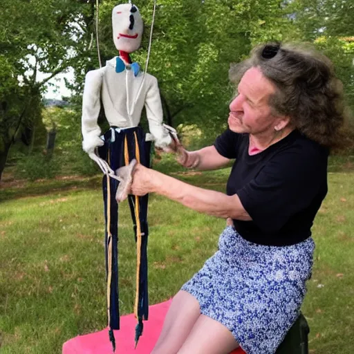 Image similar to a person connected to marionette strings