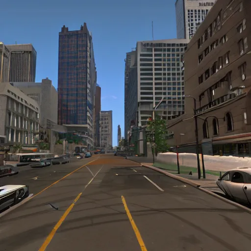 Image similar to concept art Grand Theft Auto downtown Winnipeg, Highly Detailed, Unreal engine 5, HD, 8k, GTX 3090