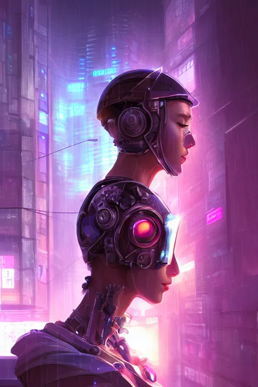 Image similar to portrait futuristic tawny cyberpunk young female Paladin, in futuristic heavily raindrop tokyo rooftop cyberpunk night, ssci-fi, fantasy, intricate, very very beautiful, elegant, neon light, highly detailed, digital painting, concept art, human anatomy, soft light, hdri, smooth, sharp focus, illustration, art by tian zi and craig mullins and WLOP and alphonse mucha
