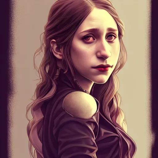 Image similar to in the style of halim ghodbane, artgerm, beautiful taissa farmiga, steampunk, elegant pose, middle shot waist up, symmetrical face symmetrical eyes, cinematic lighting, detailed realistic eyes, short neck, insanely detailed and intricate elegant