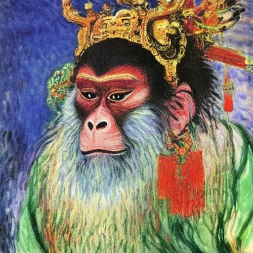 Image similar to The monkey king of China, Claude Monet,