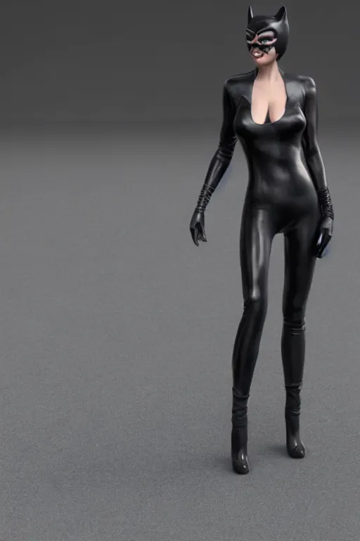 Prompt: full body 3d render of 1992 Catwoman, photorealistic, finalRender, octane, Unreal Engine