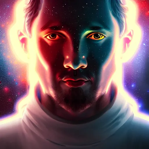 Image similar to a portrait of a man with space nebulaes replacing his face trending on artstation and cgsociety