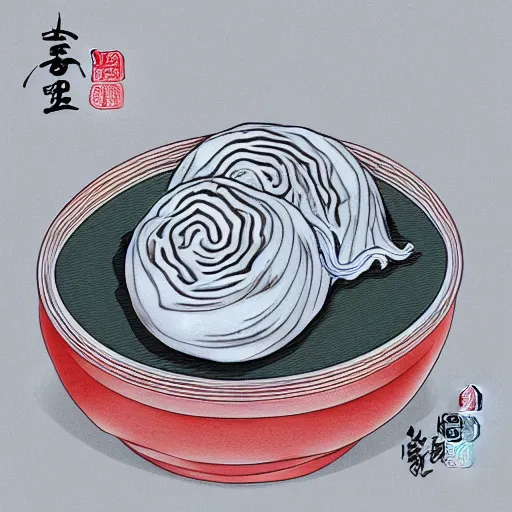 Prompt: shanghai xiao long bao, digital art, style of traditional chinese painting