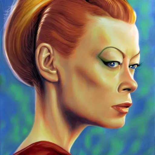 Prompt: seven of nine from star trek voyager. realistic concept art painting.