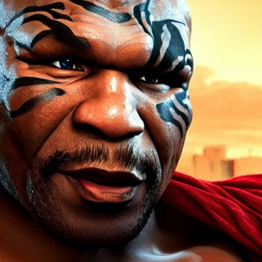 Image similar to Mike Tyson as Thor, God of Thunder, 4k, artstation, cgsociety, award-winning, masterpiece, stunning, beautiful, glorious, powerful, fantasy art