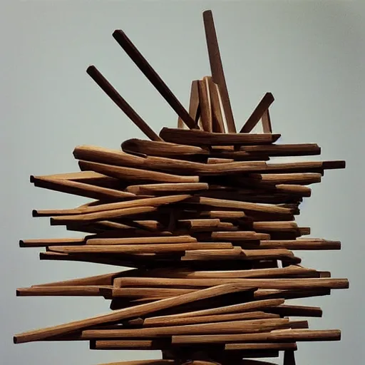 Image similar to “photo of a sculpture made of wooden skewers at the moma”