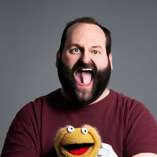 Prompt: Tom Segura as a Muppet, 4k —height 1024 —width 1024