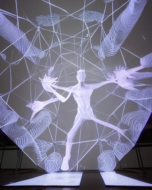 Image similar to !dream projection design installation, projections on human body