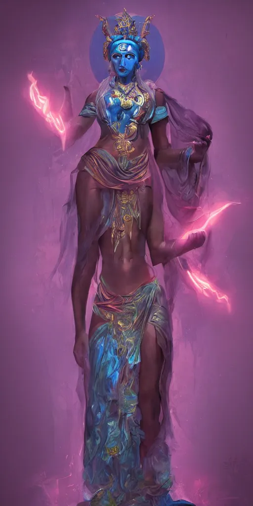 Image similar to goddess of endless transgression of life and death in paradise, concept art trending on artstation, glowing light 8 k